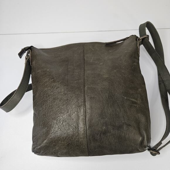 Wise Owl Genuine Leather Crossbody Handbag Purse Olive Green Boho Western - Picture 7 of 14